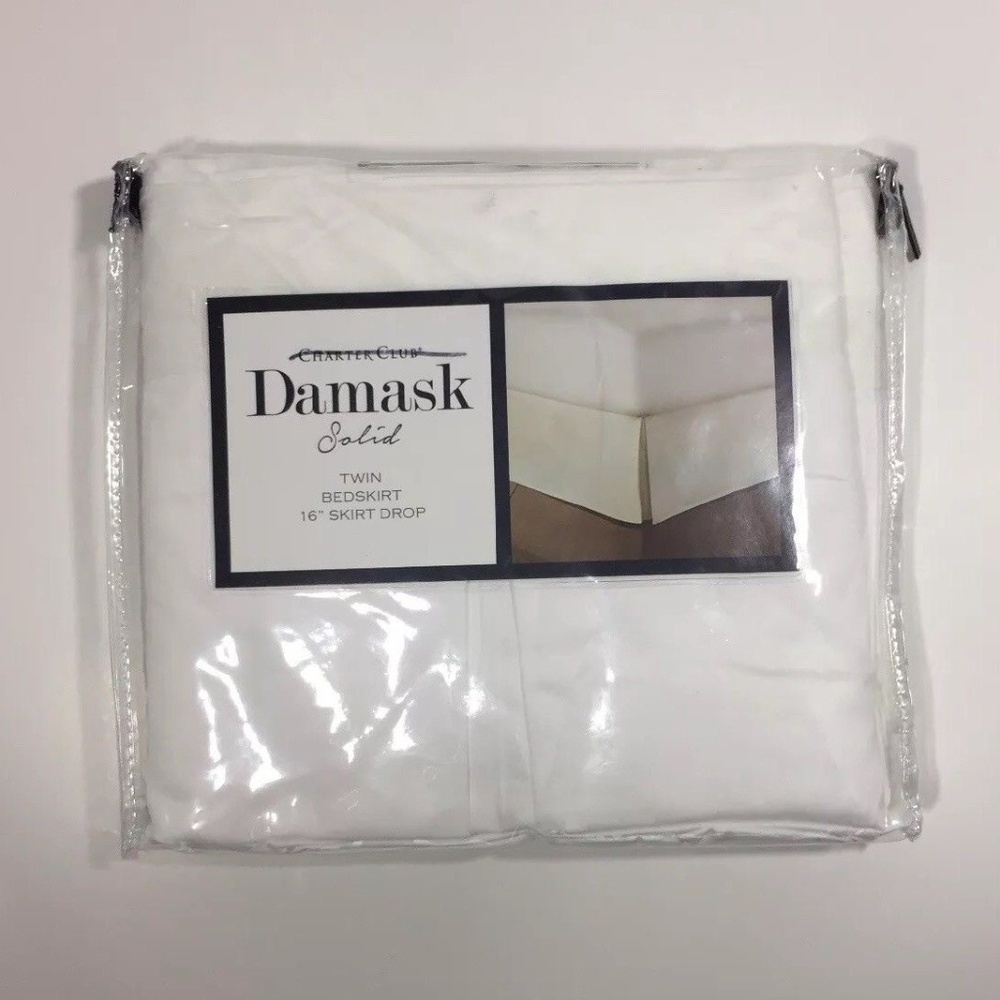 Charter Club White Cotton TWIN Bedskirt 16"